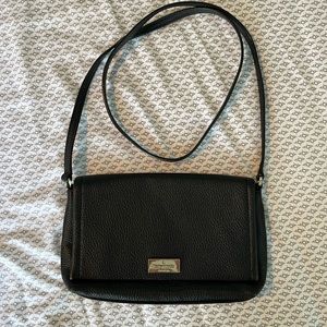 Kate Spade black leather flap crossbody handbag